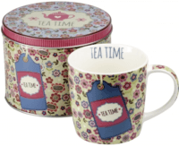 Tea Time teás bögre fém díszdobozban